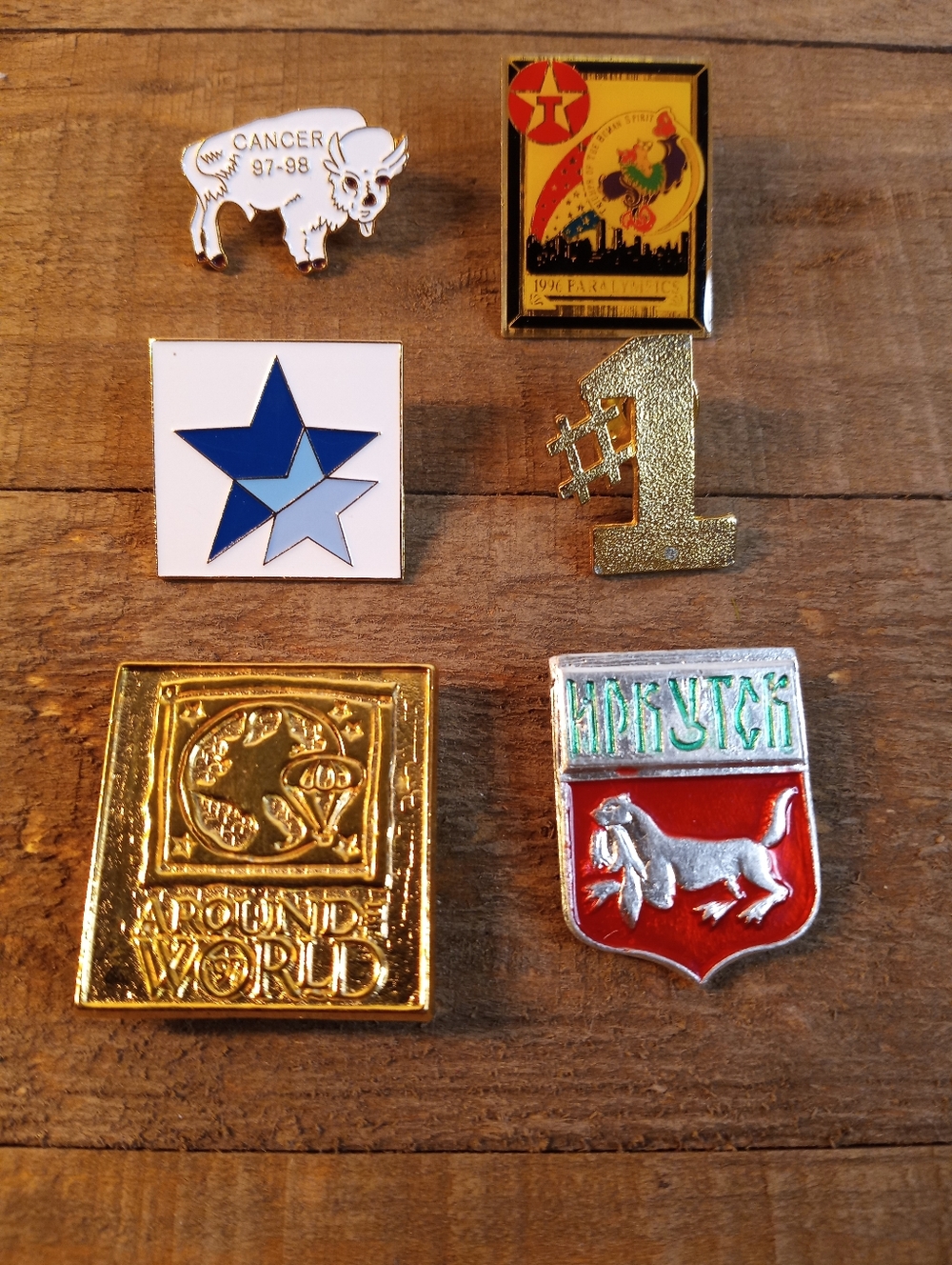 Six metal pins assorted lot